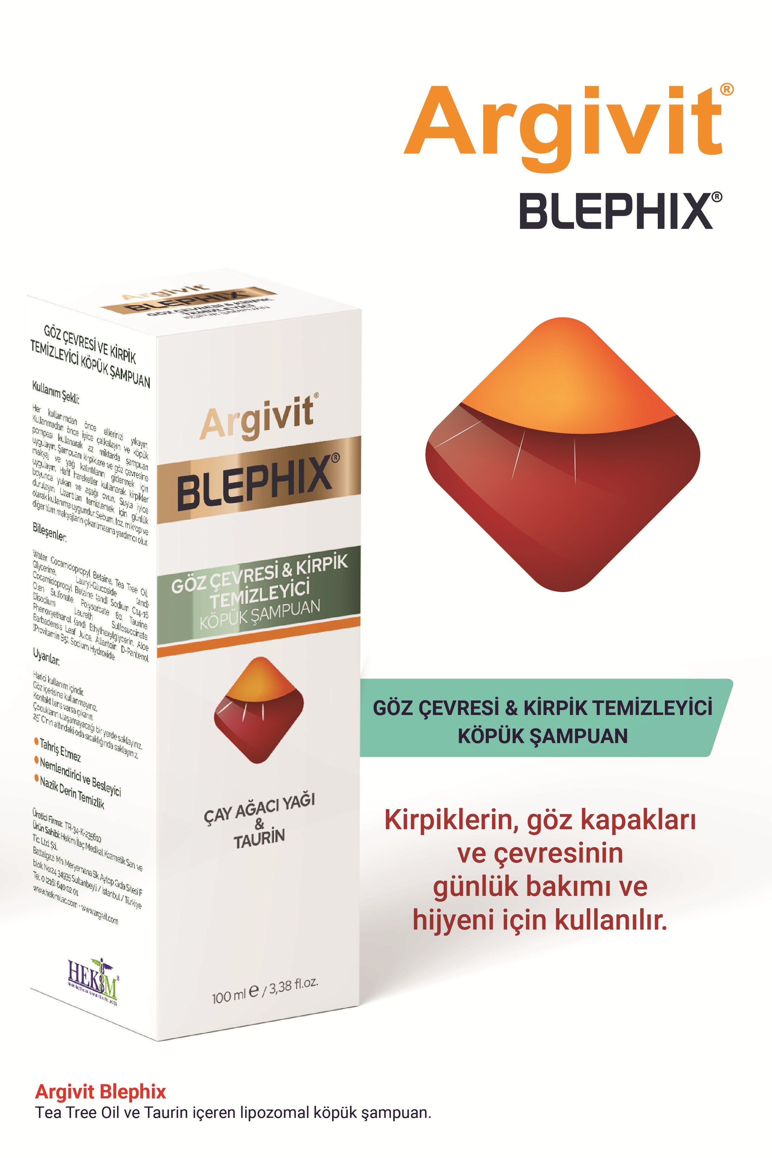 Argivit Blephix Göz Çevresi ve Kirpik Temizleyici Köpük Şampuan 100 ml