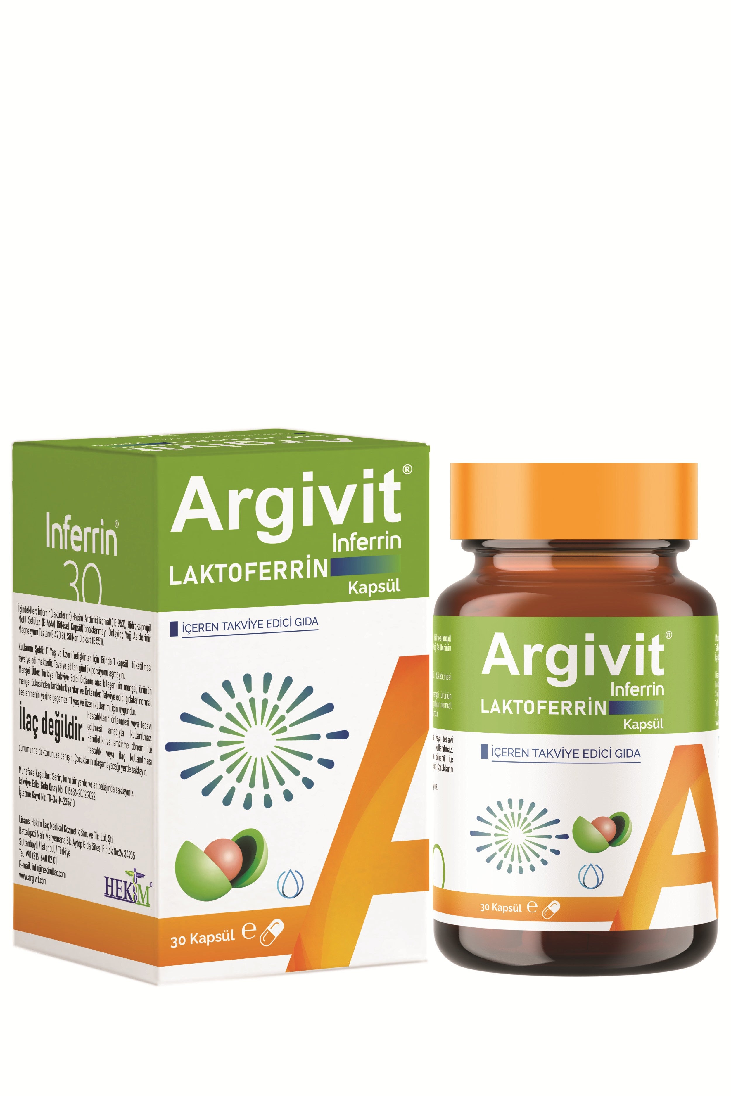 Argivit İnferrin Laktoferrin İçeren Takviye Edici Gıda 30 Kapsül