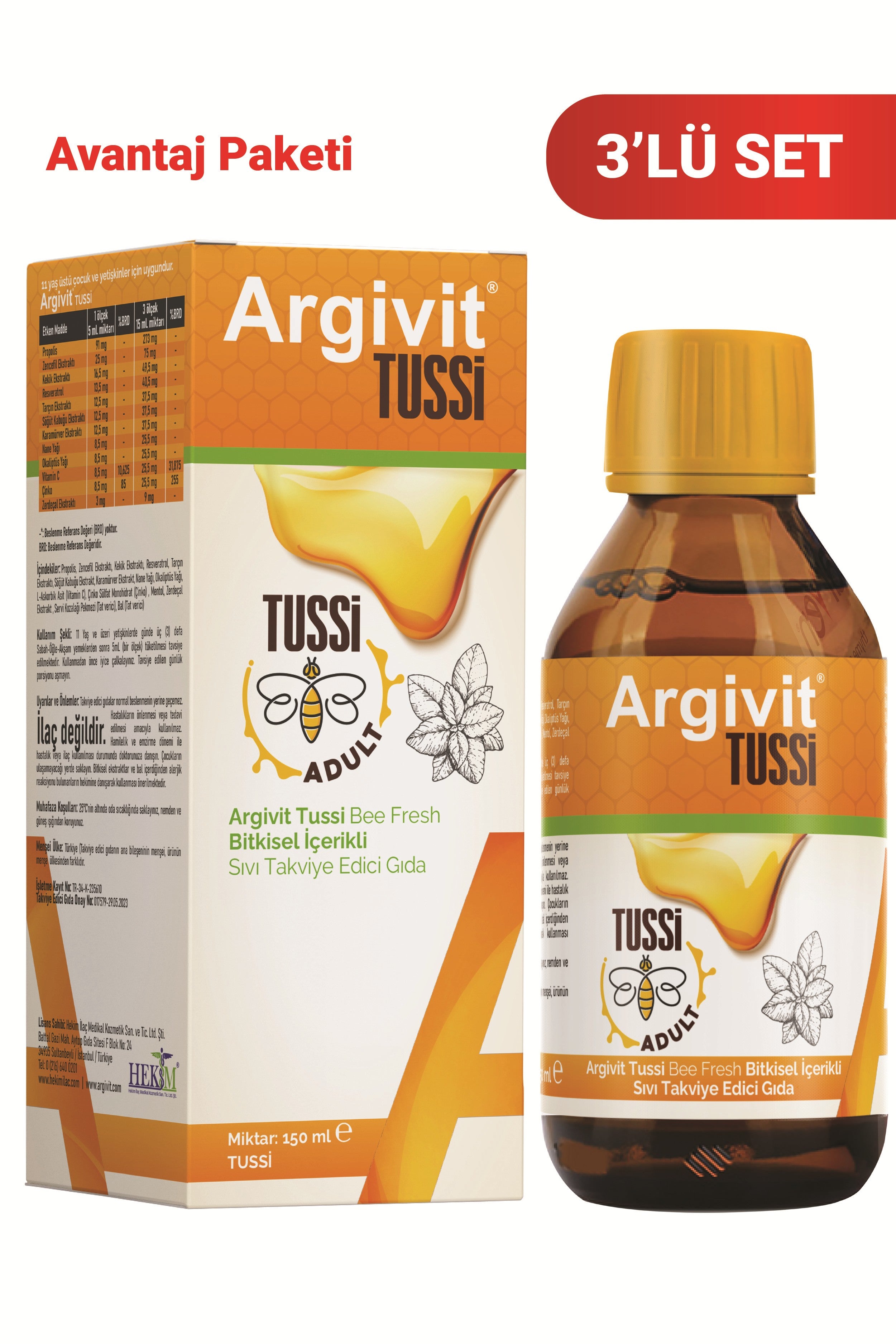 Argivit Tussi Adult Sıvı 150 mL - 3'lü Ekonomik Paket