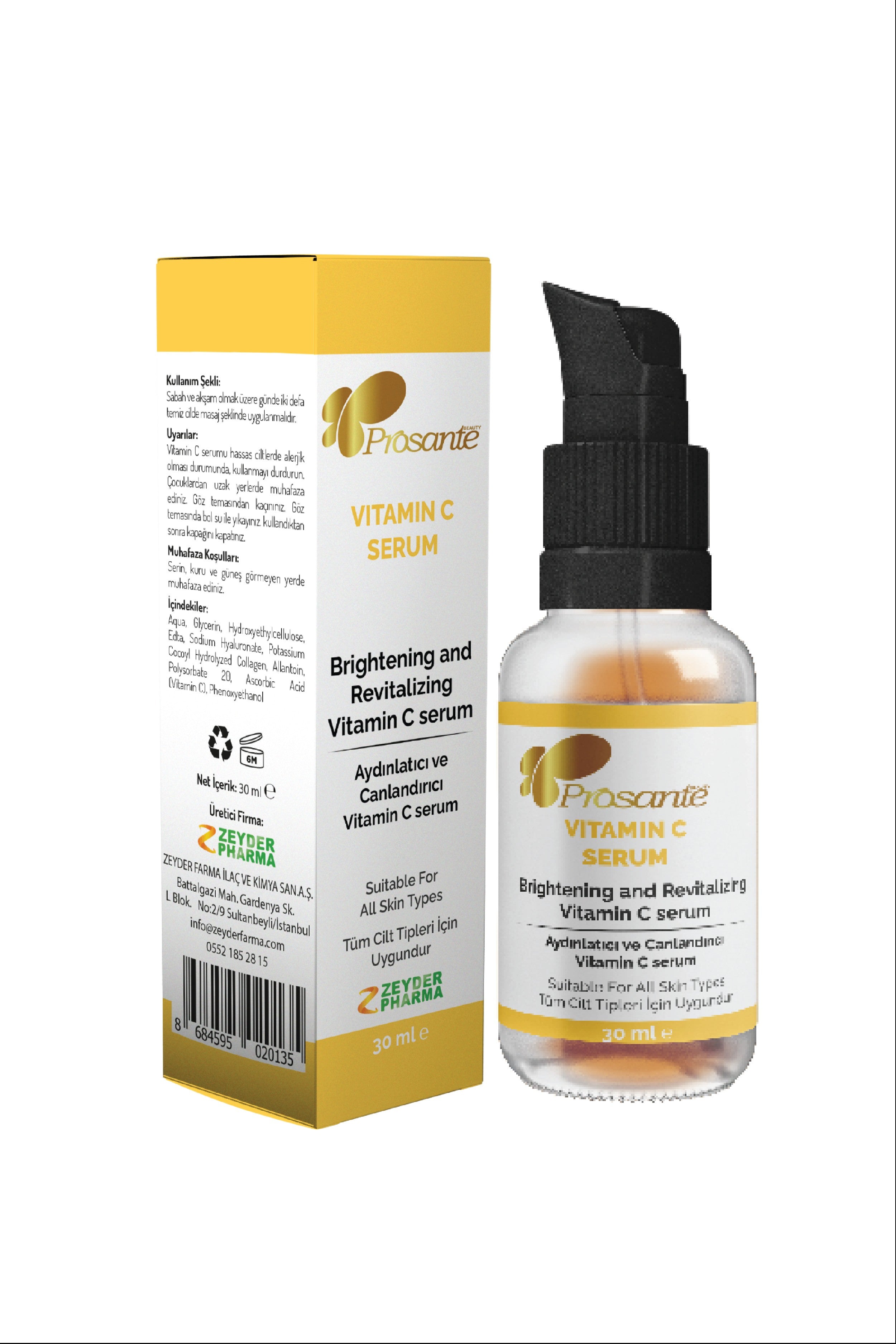Prosante Aydınlatıcı Ve Canlandırıcı Vitamin C Serum 30 ml 3'lü Paket